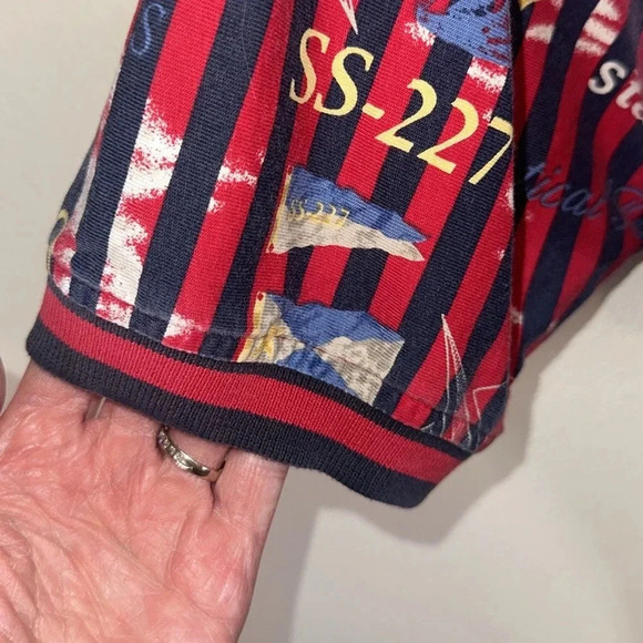 Vintage Cotton Traders Short Sleeve Sailboat Print Cotton Polo Shirt Size Large - Picture 3 of 7